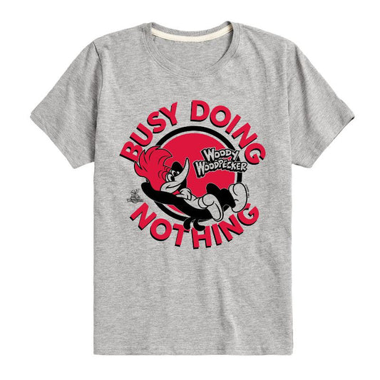 تي شيرت جرافيكي بأكمام قصيرة للأولاد - وودي وودبيكر - مشغول لا يفعل شيئًا