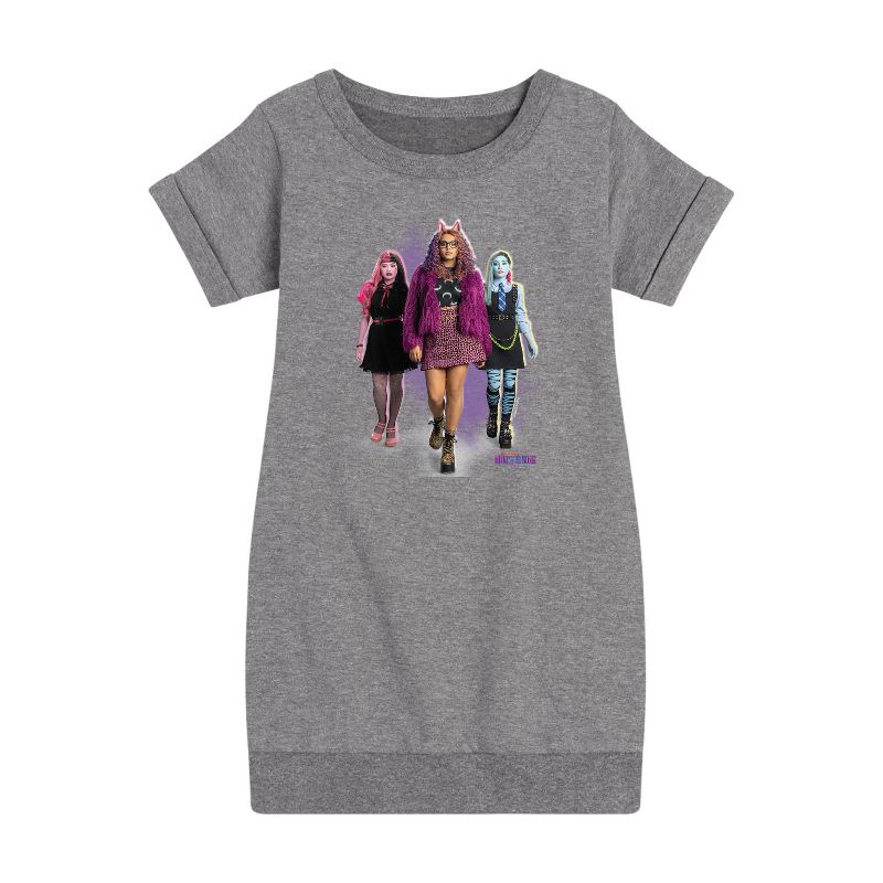 Girls' - Monster High - Character Group Graphic Short Sleeve Fleece Dress