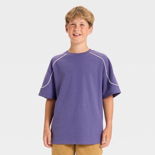 Boys' Short Sleeve Contrast Piping Oversized T-Shirt - art class™