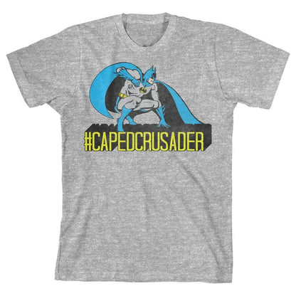 تي شيرت رياضي رمادي فاتح للأولاد من Batman #CAPEDCRUSADER