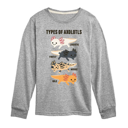 Boys' - Instant Message - Types Of Axolotls Long Sleeve Graphic T-Shirt