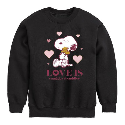 سويت شيرت صوف بأكمام طويلة مطبوع عليه رسومات "الحب هو العناق والحضن" للأولاد - Peanuts - Love Is Snuggles And Cuddles
