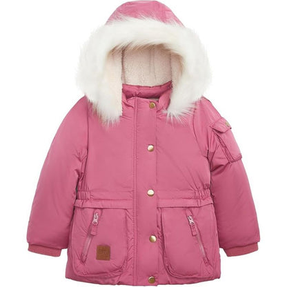 LONDON FOG Little/Big Girls' Heavyweight Faux Fur Trim Fleece-Lined Jackets