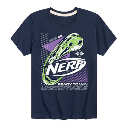 تي شيرت جرافيكي بأكمام قصيرة للأولاد من NERF - لعبة كرة القدم "Unstoppable Ready To Win"