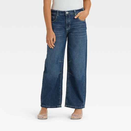 Girls' Mid-Rise Barrel Leg Jeans - art class™
