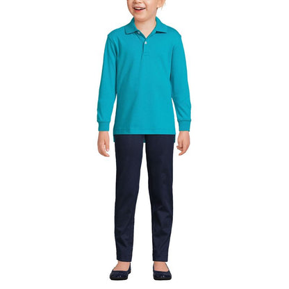 Lands' End School Uniform Kids Long Sleeve Interlock Polo Shirt
