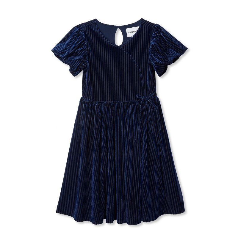 Lands' End Kids Bubble Short Sleeve Velour Dress