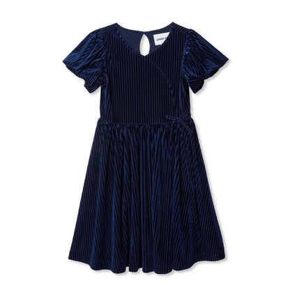 Lands' End Kids Bubble Short Sleeve Velour Dress