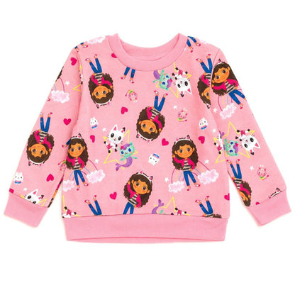 Dreamworks Gabby's Dollhouse Pandy Paws MerCat Cakey Cat Girls French Terry Sweatshirt Toddler to Big Kid