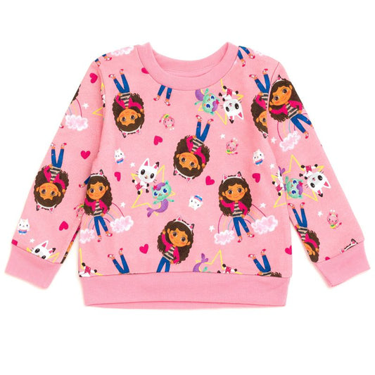 Dreamworks Gabby's Dollhouse Pandy Paws MerCat Cakey Cat Girls French Terry Sweatshirt Toddler to Big Kid