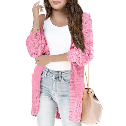 Girls Sweater Cardigan Open Front Longline Sweater Cable Knit Sweater Long Sleeve Color Block Sweater