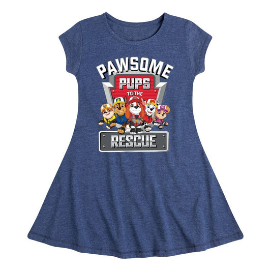 Girls' - Paw Patrol - Pawsome Pups To The Rescue Fit & Flair Cap Sleeve Dress