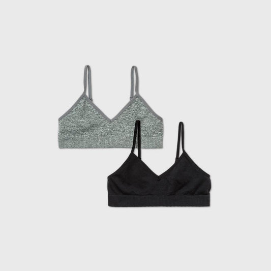 Girls' Seamless Bra 2pk - Cat & Jack™ Gray/Black