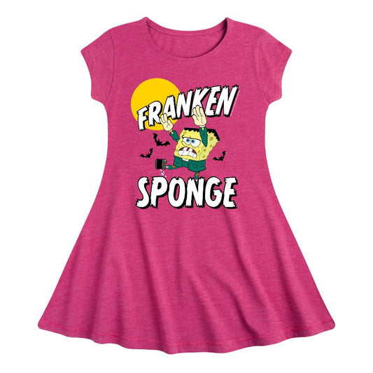 Girls' - SpongeBob SquarePants - Franken Sponge Fit & Flair Cap Sleeve Dress