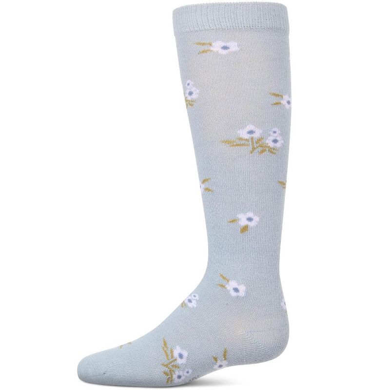 Memoi Girls Opaque Stretch Cotton "Blissful Bloom" Knee High Sock