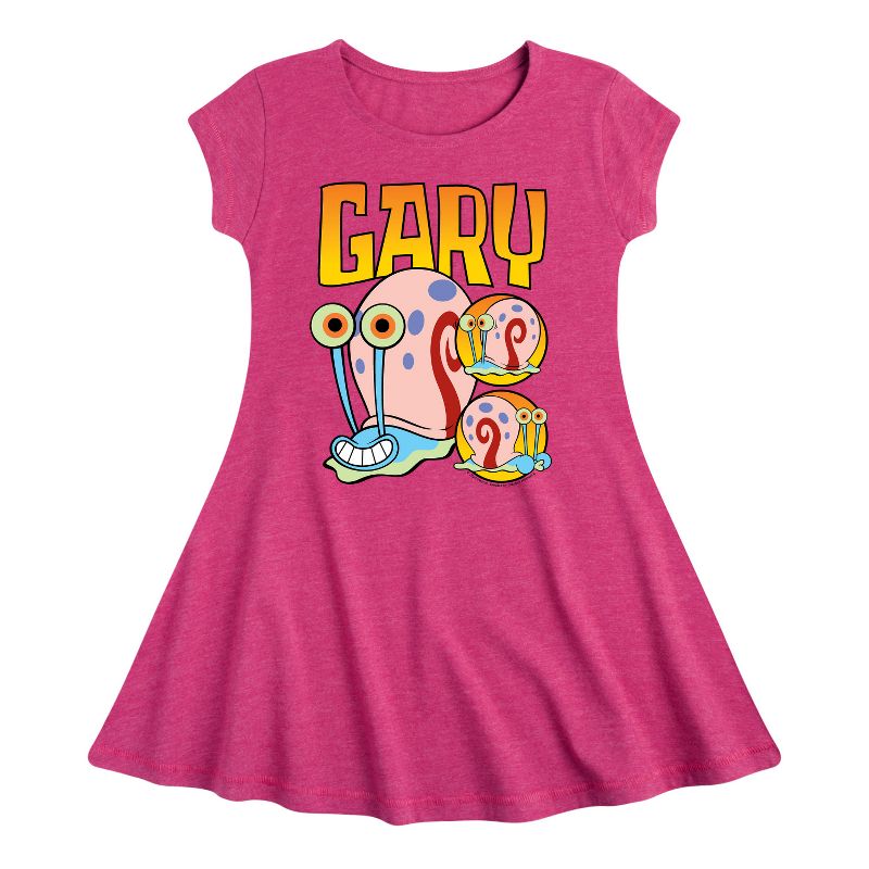 Girls' - SpongeBob SquarePants - Gary The Snail Fit & Flair Cap Sleeve Dress