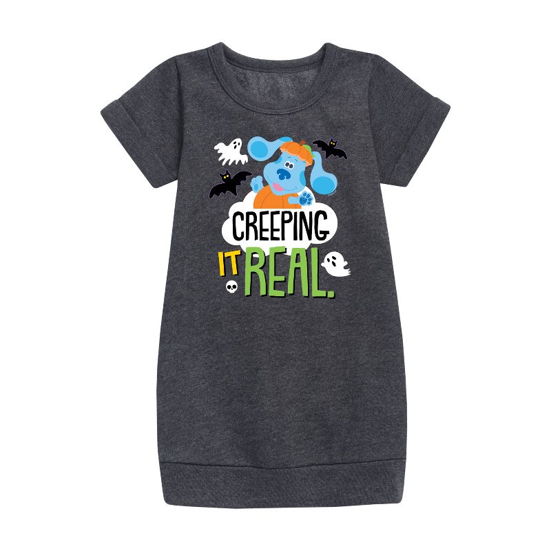 Girls' - Blue's Clues & You! - Creeping It Real Graphic Short Sleeve Fleece Dress