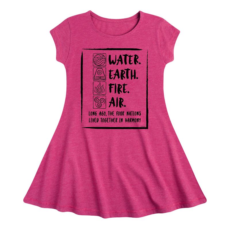 Girls' - Avatar: The Last Airbender - Elements Harmony Fit & Flair Cap Sleeve Dress