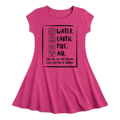 Girls' - Avatar: The Last Airbender - Elements Harmony Fit & Flair Cap Sleeve Dress