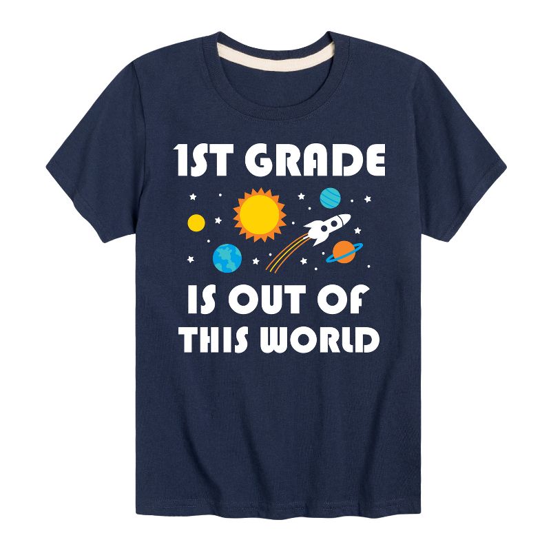 تي شيرت جرافيكي بأكمام قصيرة للصف الأول الابتدائي - رسالة فورية - من خارج هذا العالم