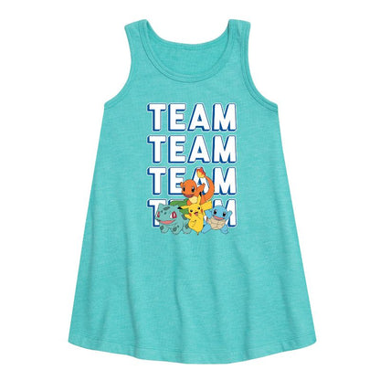 فستان بناتي - بوكيمون - بارتنر تيم جرافيكي بدون أكمام