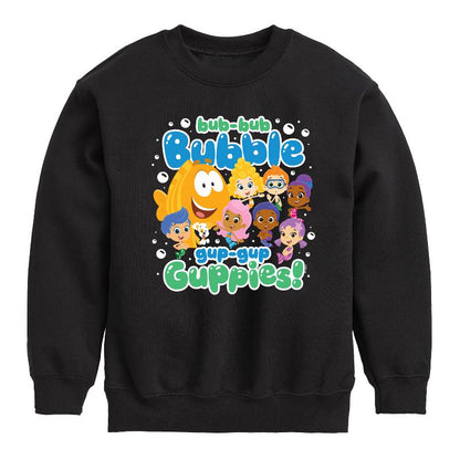 Boys' - Bubble Guppies - Bub Bub Bubble Gup Gup Guppies Graphic Long Sleeve Fleece Sweatshirt