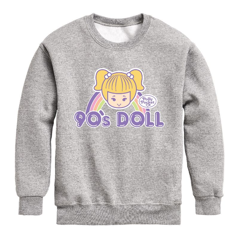 Boys' - Polly Pocket - 90s Doll Graphic Long Sleeve Fleece Sweatshirt