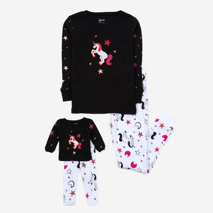 Leveret Girl and Doll Matching Cotton Pajamas - Classic Prints