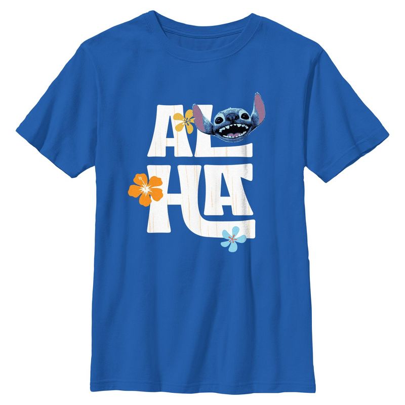 Boys Lilo & Stitch Aloha Flowers T Shirt