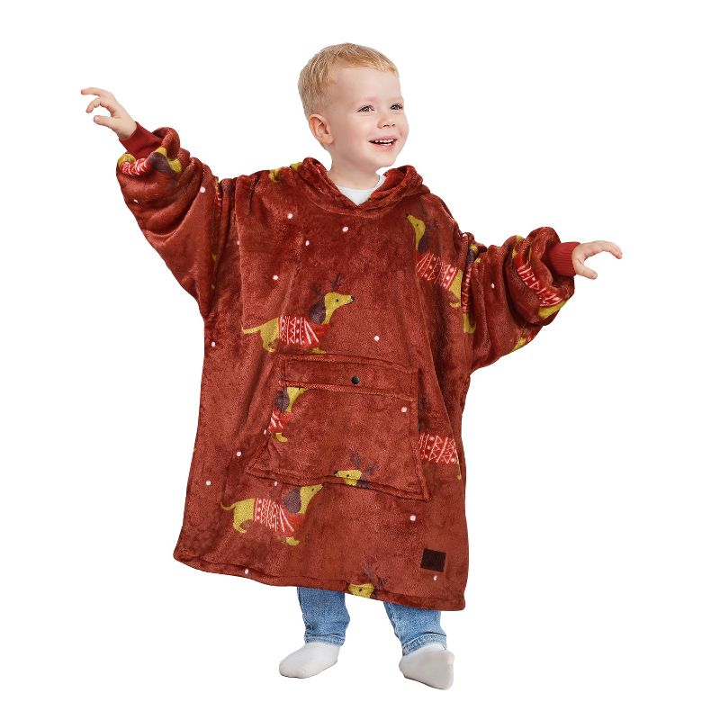 Catalonia Wearable Blanket Hoodie for Kids, Fleece Snuggy Sweatshirt Pullover, 4-12 Years Kids, Gift for Boys Girls, Gift Ideas