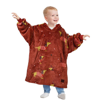 Catalonia Wearable Blanket Hoodie for Kids, Fleece Snuggy Sweatshirt Pullover, 4-12 Years Kids, Gift for Boys Girls, Gift Ideas