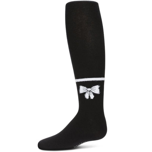 Memoi Girl's Bow Opaque Cotton Tights