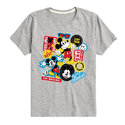 Boys' - Disney - Mickey Sticker Look Short Sleeve Graphic T-Shirt