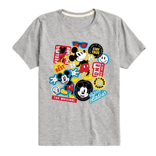 Boys' - Disney - Mickey Sticker Look Short Sleeve Graphic T-Shirt