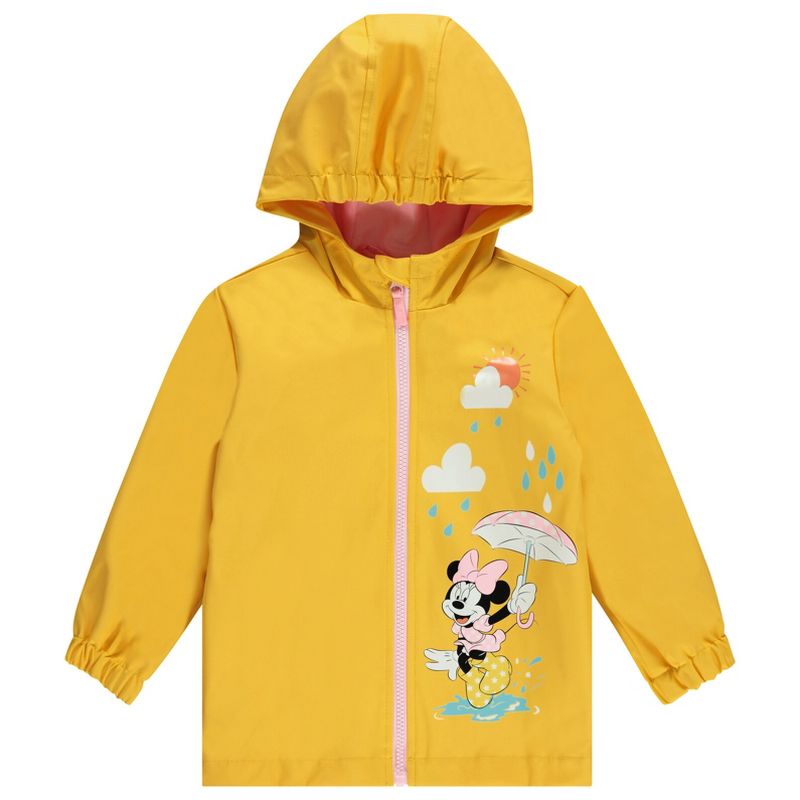 Disney Junior Girls Zip Up Waterproof Rain Jacket Little Kid to Big Kid