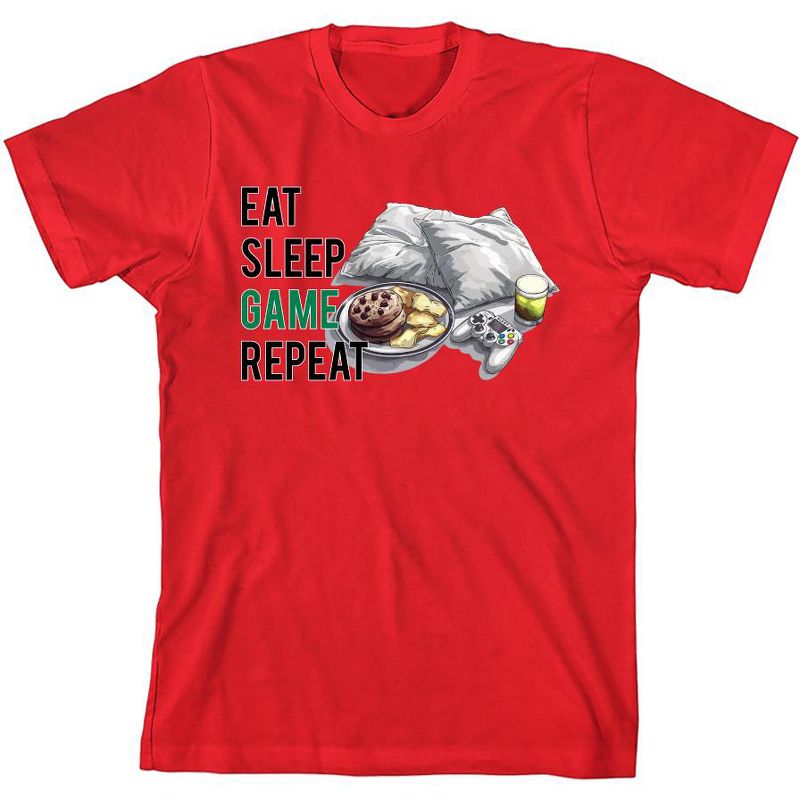 "Eat, Sleep, Game, Repeat" Youth Crew Neck Short Sleeve Tee