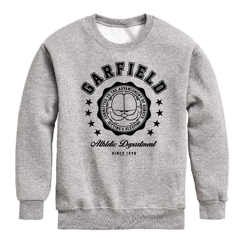 Boys' - Garfield - Varsity Seal Graphic Long Sleeve Fleece Sweatshirt