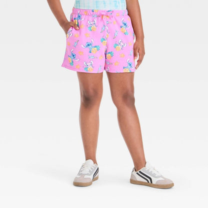 Girls' Disney Stitch Terry Shorts - Pink