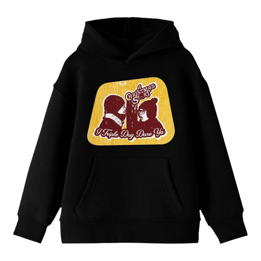 هودي مطبوع عليه شعار Bioworld A Christmas Story Kids I Triple Dog Dare Ya للشباب باللون الأسود