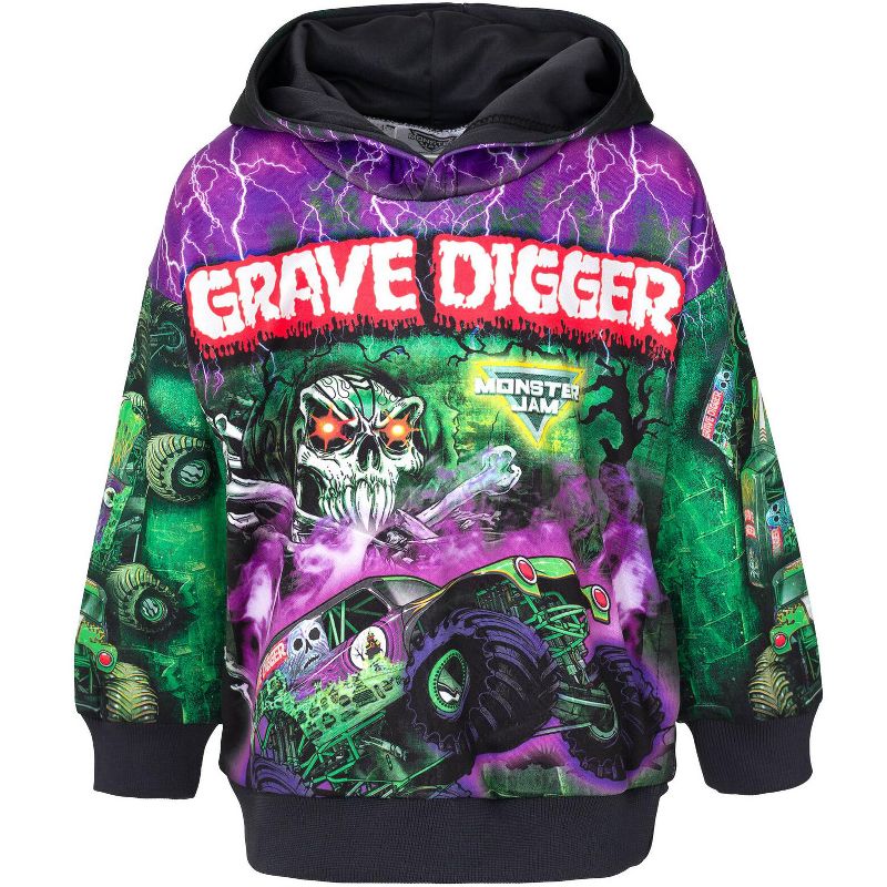 هودي من الصوف من Monster Jam Grave Digger El Toro Loco Megalodon من الأطفال الصغار إلى الأطفال الكبار