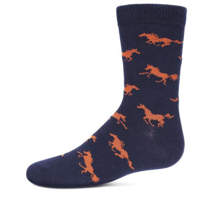 Memoi Boys' Galloping Horse Cotton Crew Socks