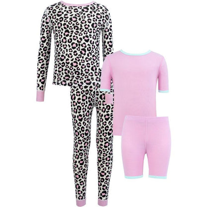 Fruit of the Loom Girl's Snug Fit 100% Cotton Pajama Sets, 4-Piece, Sizes