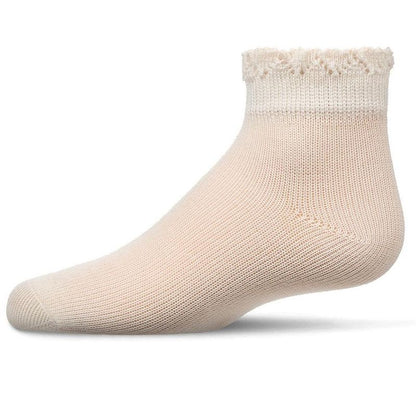Memoi Girls Crochet Ruffle-Trim Mercerized Cotton Blend Ankle Sock