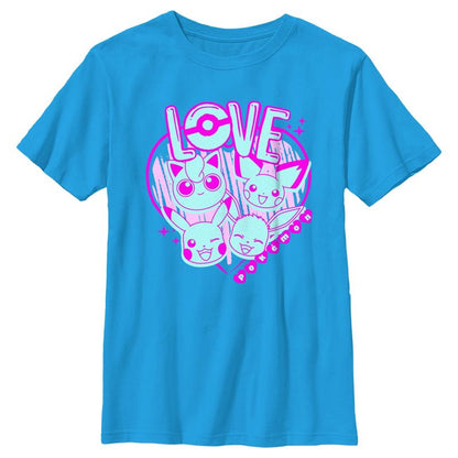 تي شيرت نيون بقلب الحب من بوكيمون للأولاد