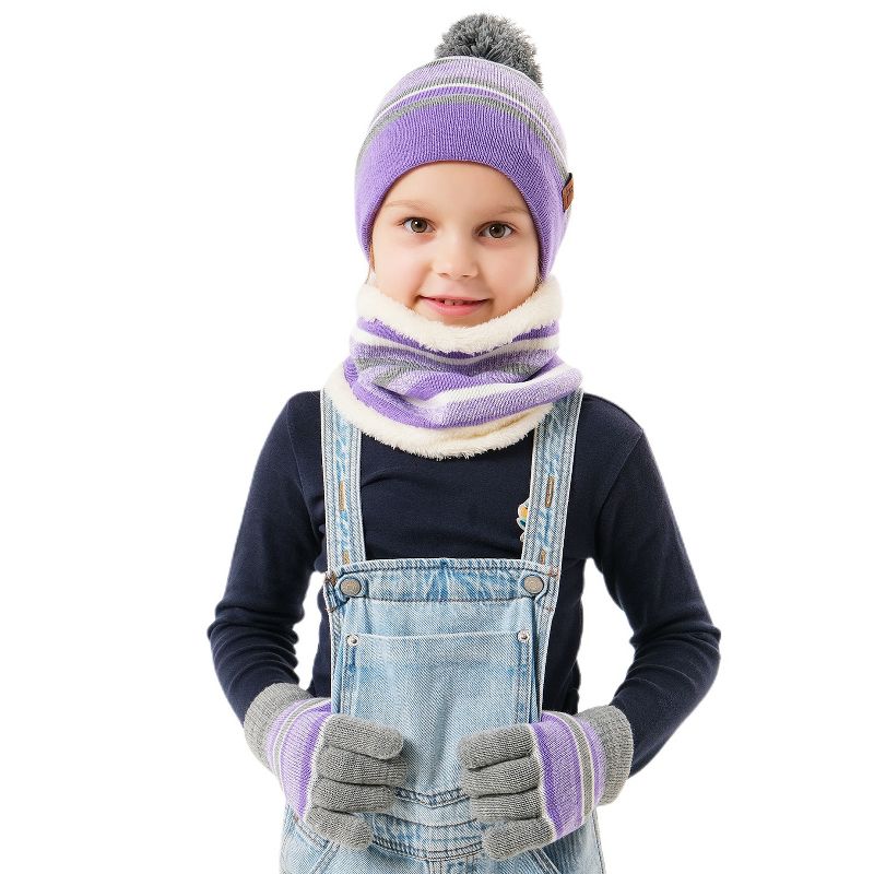 NPolar Winter Kids  Beanie Hat and Glove Scarf Set Beanie Neck Warmer Mittens for 4-7-Year-Old Kids