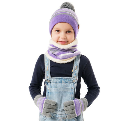 NPolar Winter Kids  Beanie Hat and Glove Scarf Set Beanie Neck Warmer Mittens for 4-7-Year-Old Kids