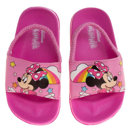 Disney Minnie Mouse Girls Slides - Summer Sandal water pool beach shoes with backstrap Open Toe - Pink (sizes 5-12 Toddler)