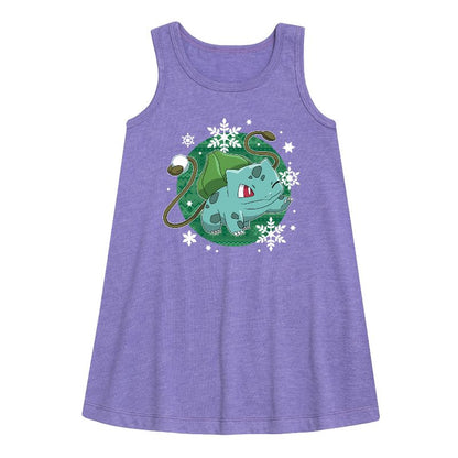 Girls' - Pokémon - Bulba Pattern Graphic Sleeveless Aline Dress