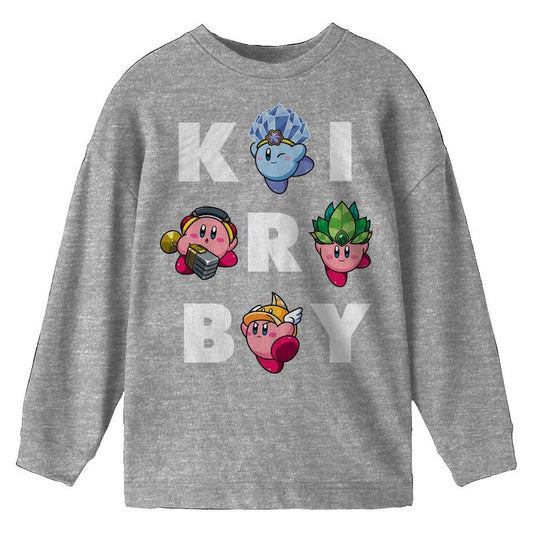 Kirby Different Abilities Crazy Letters Youth Heather Gray Crew Neck Sweatshirt