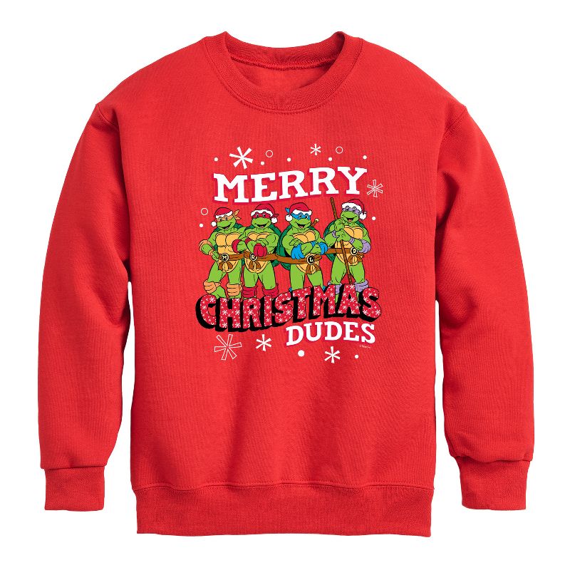 Boys' - Teenage Mutant Ninja Turtles - Merry Christmas Dude Graphic Long Sleeve Fleece Sweatshirt